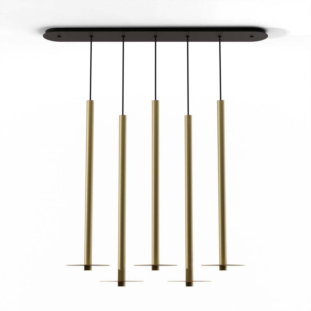 Combi Pendant 36" Linear 5 Combo Brass with Matte Black Canopy