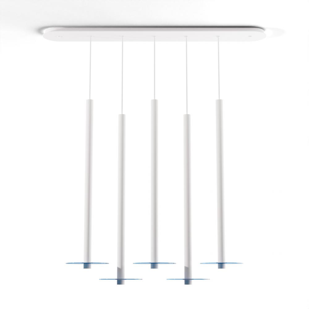 Combi Pendant 36" Linear 5 Combo Matte White with Matte White Canopy