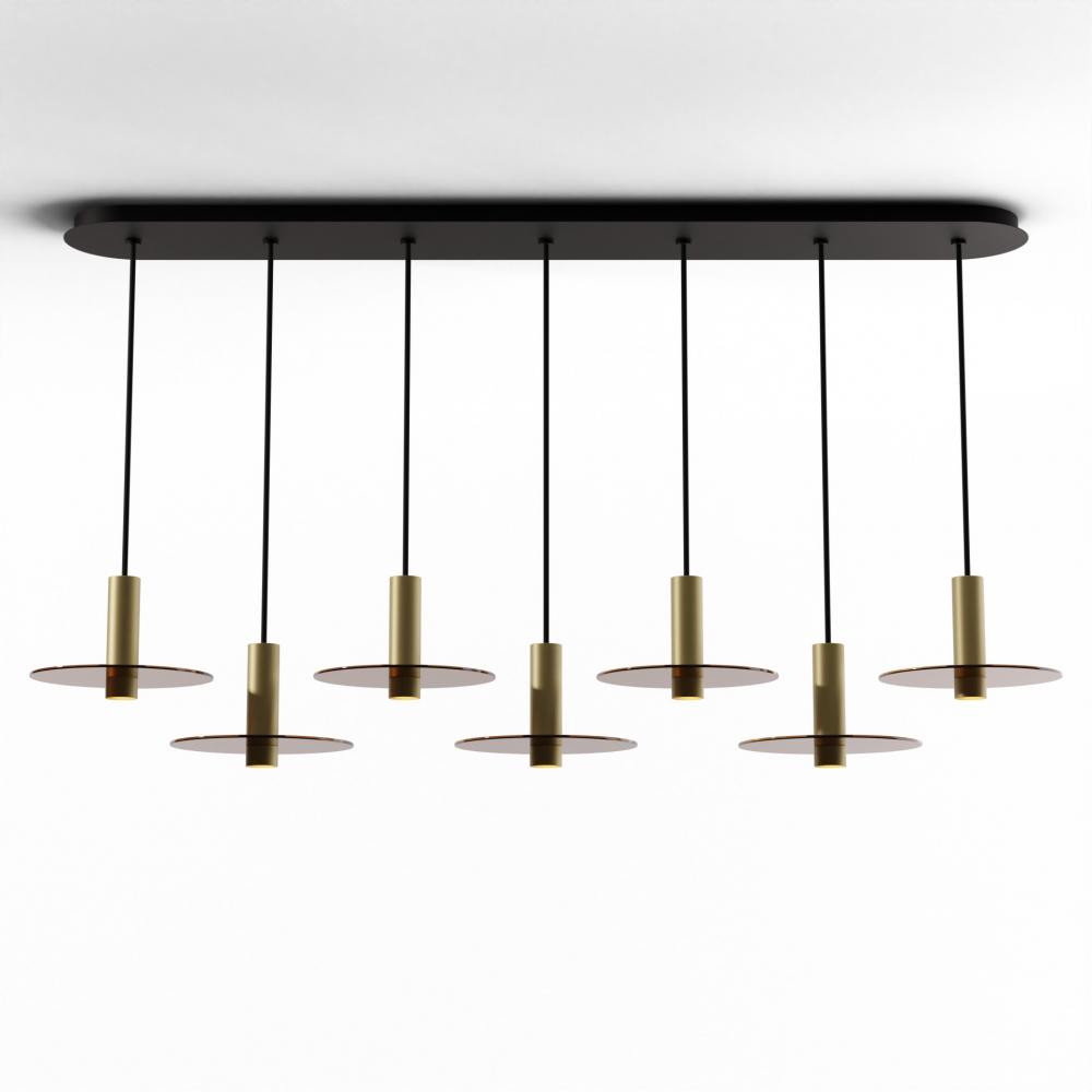 Combi Pendant 6" Linear 7 Combo Brass with Matte Black Canopy