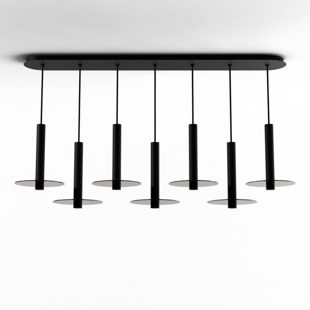 Combi Pendant 12" Linear 7 Combo Matte Black with Matte Black Canopy