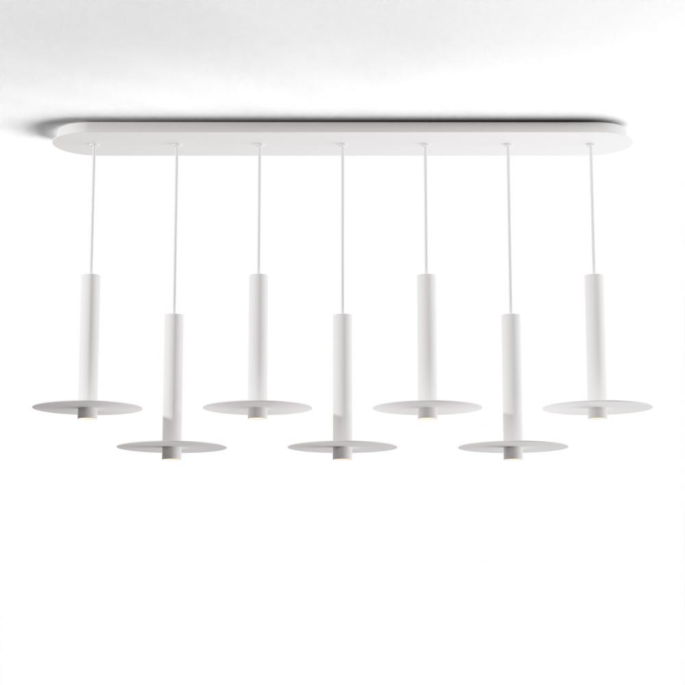 Combi Pendant 12" Linear 7 Combo Matte White with Matte White Canopy