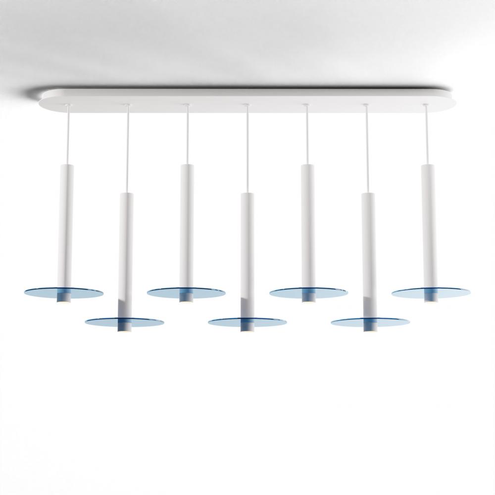 Combi Pendant 16" Linear 7 Combo Matte White with Matte White Canopy