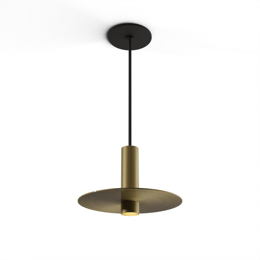 Combi Pendant 6" Single Unit Brass with Matte Black Canopy, 9" metal plate (Brass) attachmen