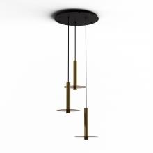 Koncept Inc CMP-C3-S-12-BRS+GTEA9 - Combi Pendant 12" Circular 3 Combo Brass with Matte Black Canopy, 9" glass plate (Tea Brown)