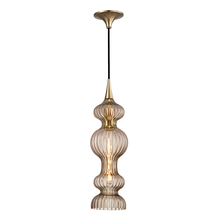 Hudson Valley 1600-AGB-BZ - 1 LIGHT PENDANT WITH BRONZE GLASS