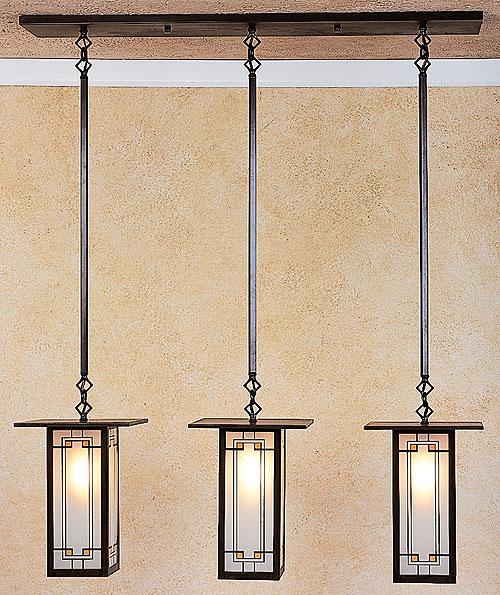 9" franklin long body 3 light in-line chandelier