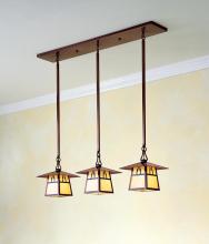 Arroyo Craftsman CICH-8/3DM-S - 8" carmel 3 light in-line chandelier with dart overlay