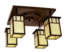 Arroyo Craftsman HCM-4L/4DTCS-P - 4" huntington 4 light ceiling mount, double t-bar overlay