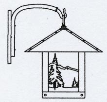 Arroyo Craftsman TRB-16MNCS-BK - 16" timber ridge wall bracket with mountain filigree