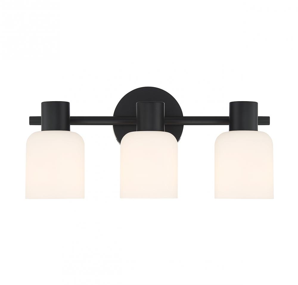 Strand 3-Light Bathroom Vanity Light in Matte Black