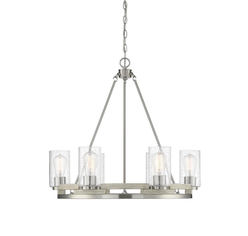 Lynwood 6-Light Chandelier in Satin Nickel with Greywood