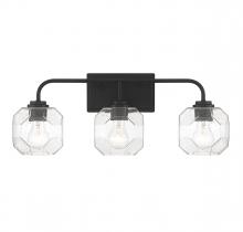 Lighting One US V6-L8-4399-3-BK - Baldwin 3-Light Bathroom Vanity Light in Matte Black