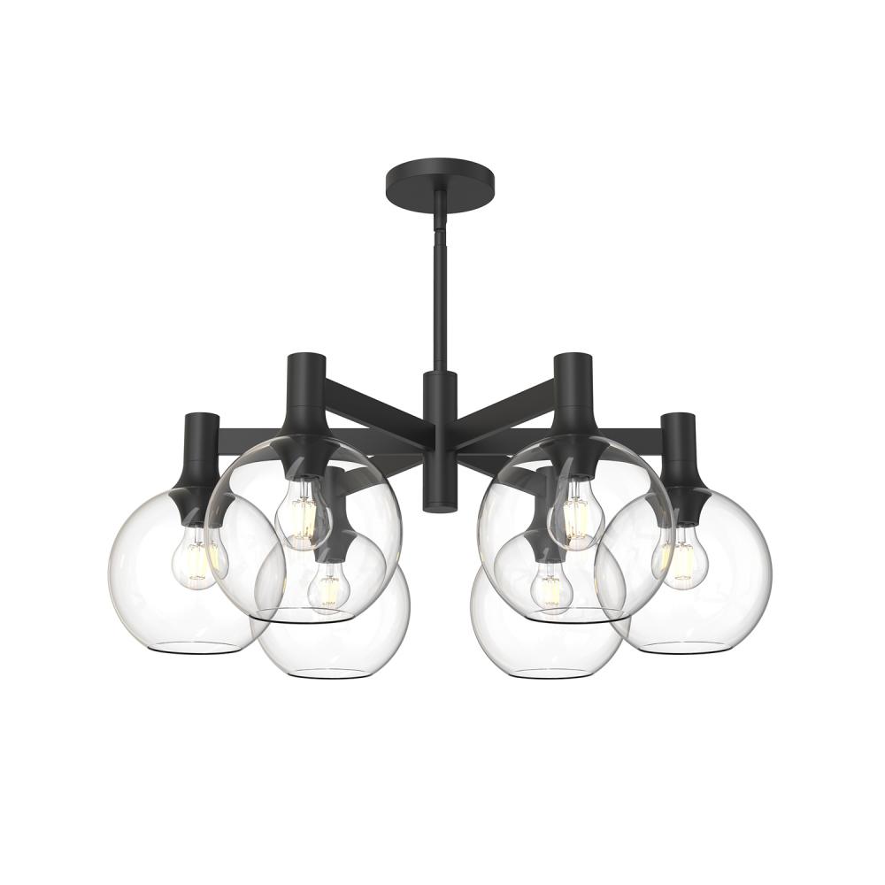 Castilla 29-in Clear Glass/Matte Black 6 Lights Chandeliers