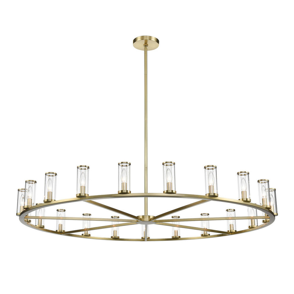 Revolve Clear Glass/Natural Brass 21 Light Chandeliers