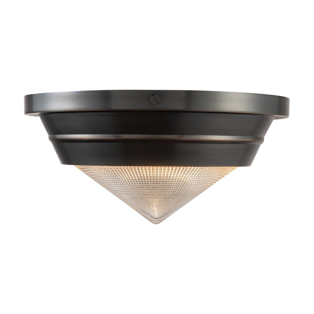 Willard 10-in Urban Bronze/Prismatic Glass 1 Light Flush Mount