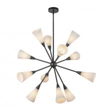 Alora Lighting CH462039MBGR - Cosmo 39-in Matte Black/Glossy Ribbed Opal Glass Socket Chandelier