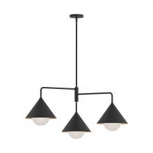 Alora Lighting CH485245MBOP - Remy 38-in Matte Black/Opal Glass 3 Lights Chandeliers