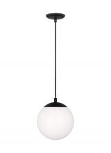 Visual Comfort & Co. Studio Collection 6018EN3-112 - Leo - Hanging Globe 1-Light LED Small Pendant in Midnight Black Finish with Smooth White Glass Shade