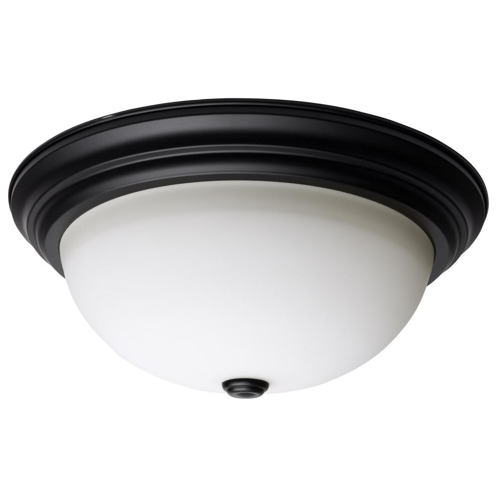 3 Light; 15 Inch; Flush Mount; Matte Black Finish; Opal Glass