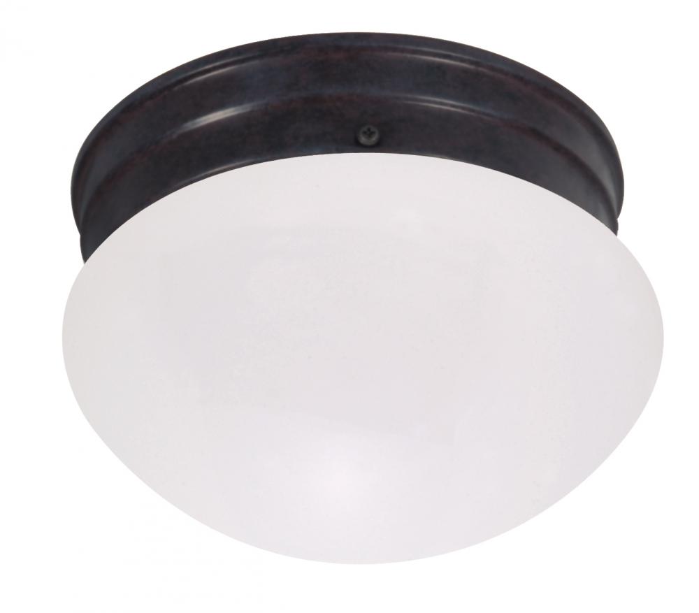 1-Light 6" Small Flush Mount Ceiling Light in Mahogany Bronze Finish with Frosted Mushroom Glass