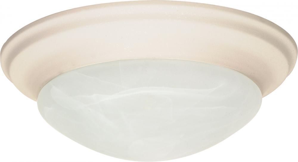 1-Light Small Dome Twist & Lock Flush Mount Ceiling Light in Textured White Finish with Alabaster