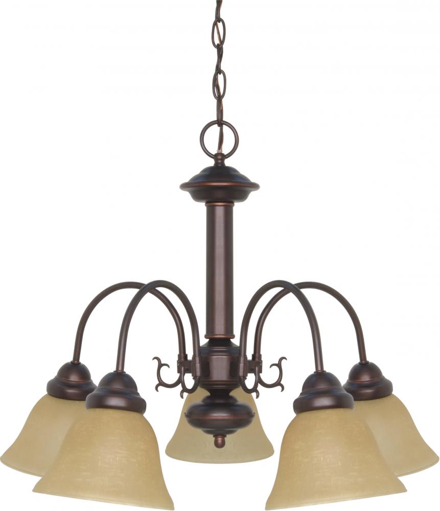 5-Light Chandelier in Mahogany Bronze Finish with Champagne Linen Glass and (5) 13W GU24 Lamps