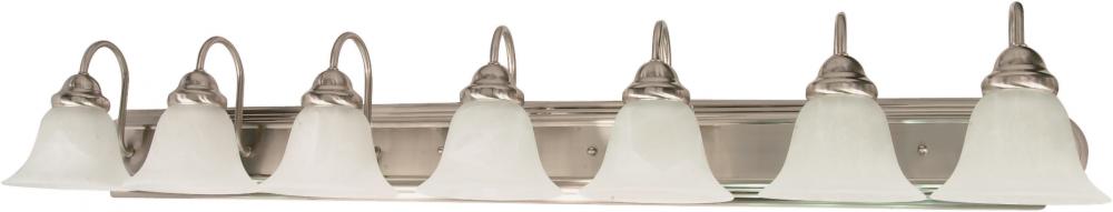 7-Light Vanity Light Fixture in Brushed Nickel Finish with Alabaster Glass and (7) 13W GU24 Lamps