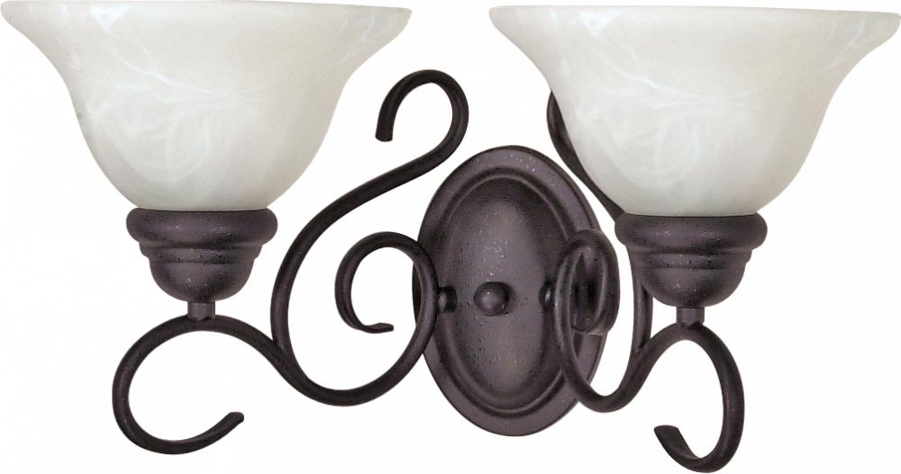 Castillo - 2 Light Vanity with Alabaster Swirl Glass - Textured Flat Black Finish