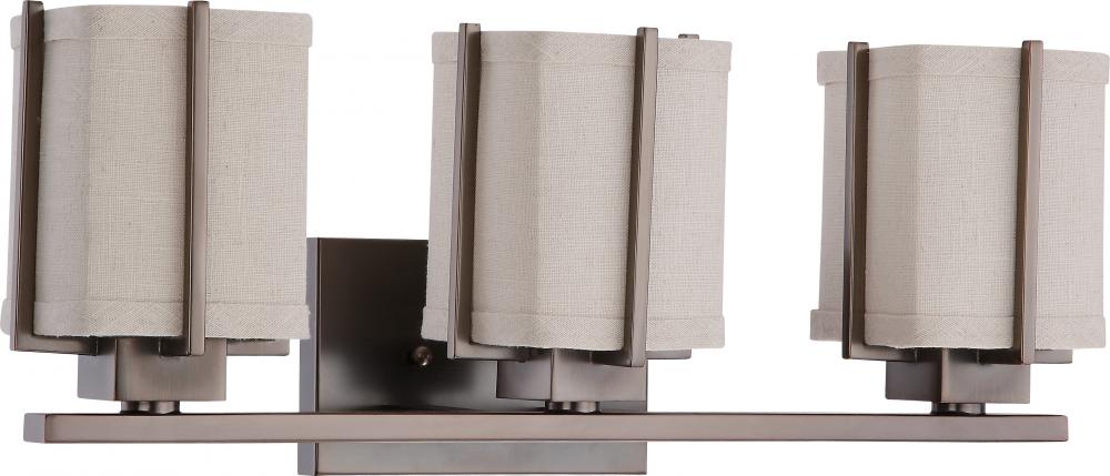 Logan ES - 3 Light Vanity w/ Khaki Fabric Shade - (3) 13w GU24 Lamps Included