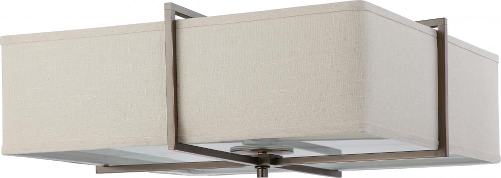 Logas ES - 6 Light Square Flush w/ Khaki Fabric Shade - (6) 13w GU24 Lamps Included