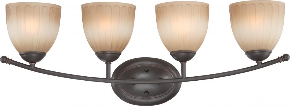 Carousel - 4 Light Vanity Fixture w/ Auburn Beige Glass