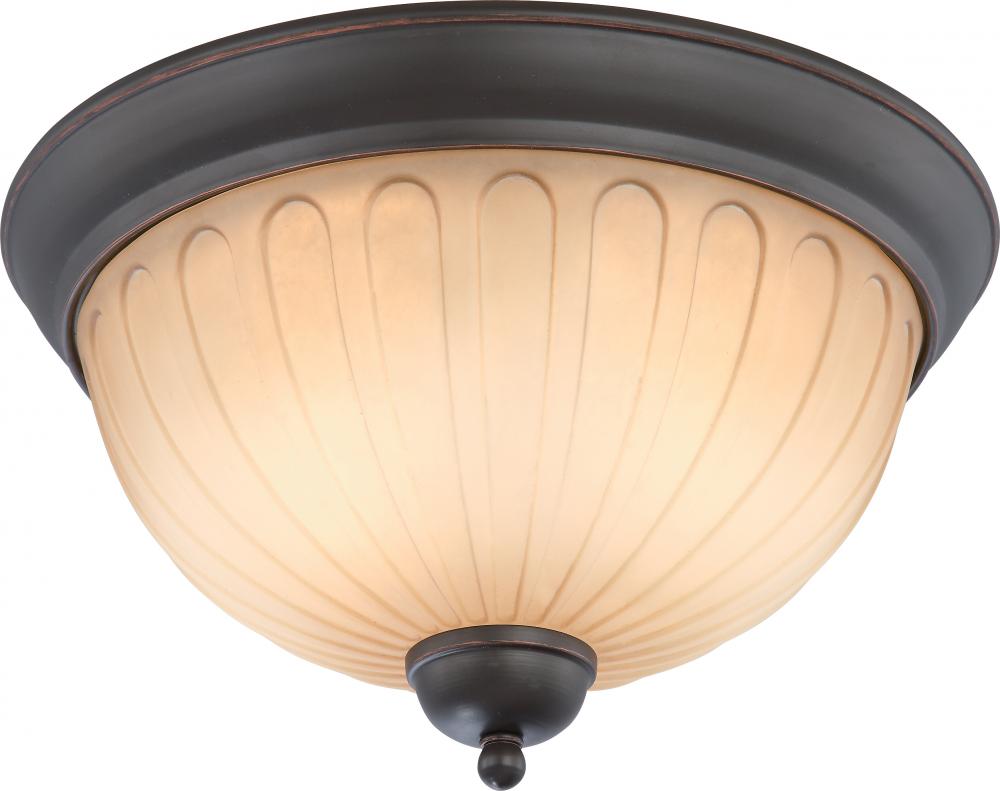 Carousel - 2 Light Flush Dome Fixture w/ Auburn Beige Glass