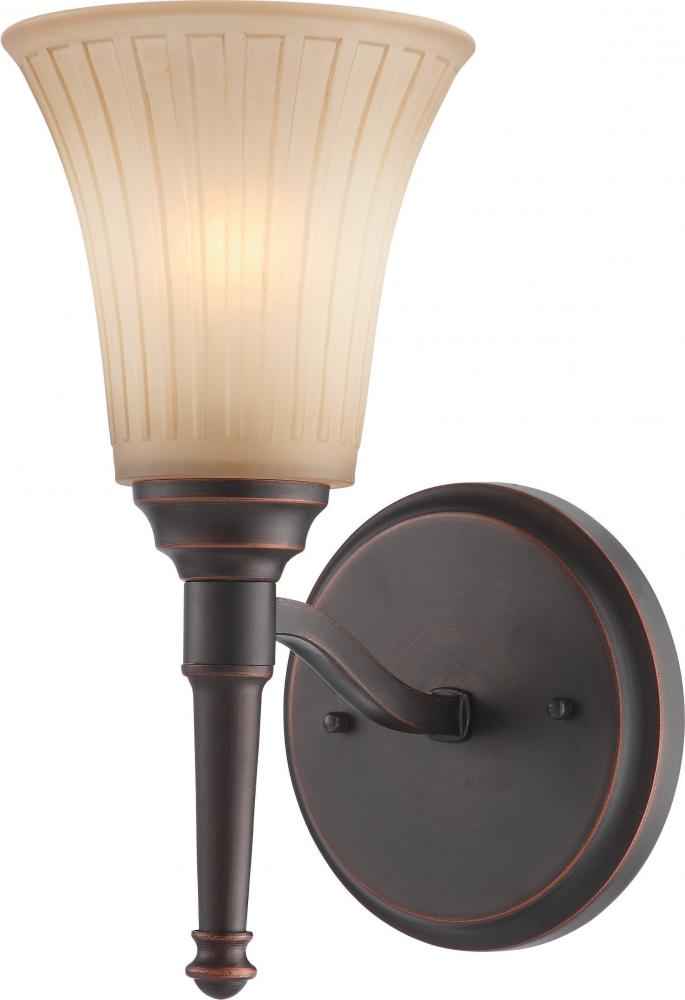 1-Light Vanity Light Fixture in Georgetown Bronze Finish with Sienna Glass