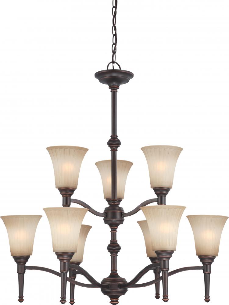 Franklin - 12 Light Two Tier Chandelier w/ Sienna Glass