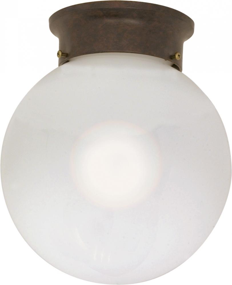 1-Light 6" Flush Mount Globe Ceiling Light in Old Bronze Finish with White Glass and (1) 13W