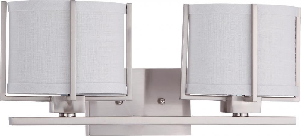 2-Light Vanity Fixture in Brushed Nickel Finish with Slate Gray Shade and (2) 13W GU24 Lamps