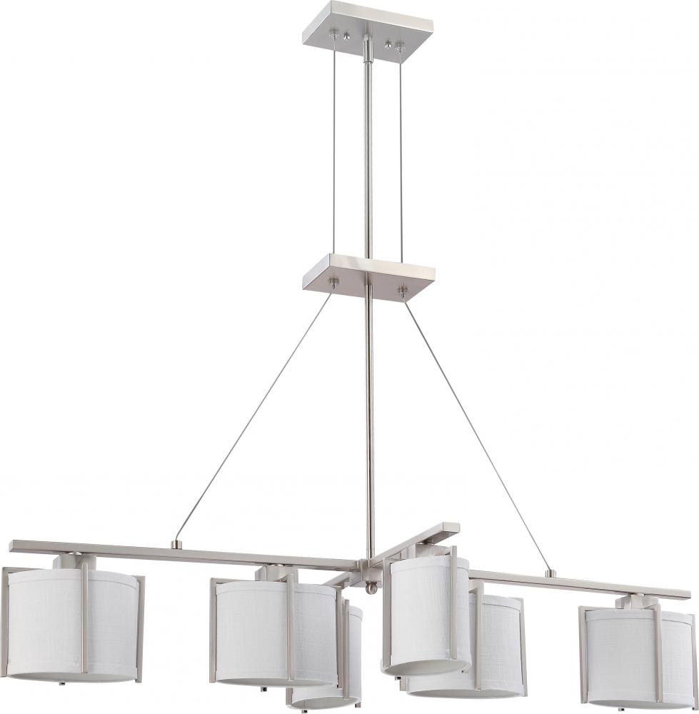 Portia ES - 6 Light Island Pendant w/ Slate Gray Fabric Shades - (6) 13w GU24 Lamps Incl.