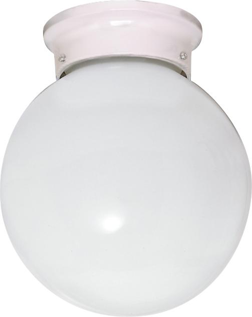 1-Light 6" Globe Flush Mount Ceiling Light in White Finish with White Glass and (1) 13W GU24