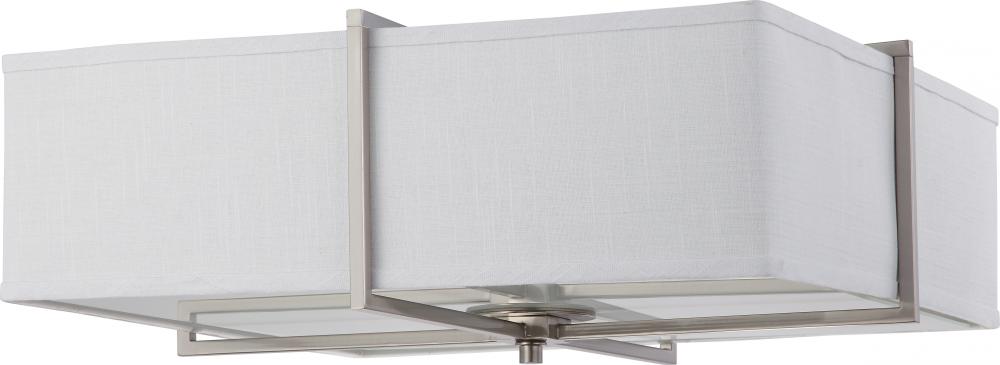 Logas ES - 6 Light Square Flush w/ Slate Gray Fabric Shade - (6) 13w GU24 Lamps Incl.