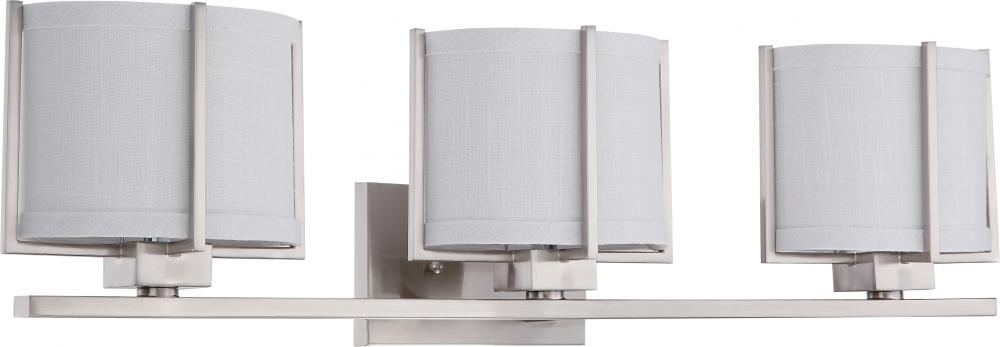 3-Light Vanity Fixture in Brushed Nickel Finish with Slate Grey Shades