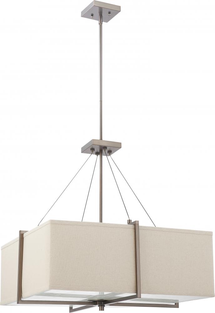 Logan - 2 Light Square Pendant w/ Khaki Fabric Shade- (2) 13w GU24 Lamps Included