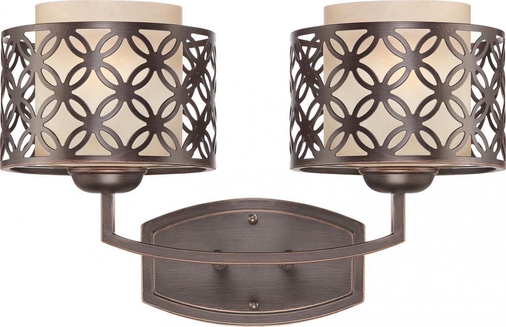 Margaux - 2 Light Vanity Fixture w/ Chestnut Glass