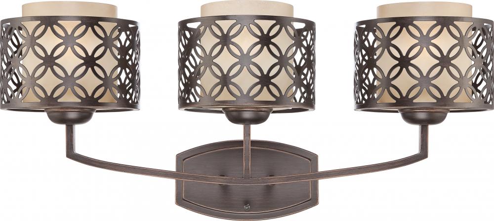 Margaux - 3 Light Vanity Fixture w/ Chestnut Glass