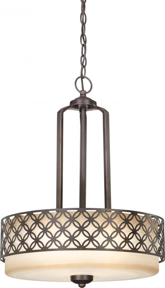 Margaux - 3 Light Pendant w/ Chestnut Glass