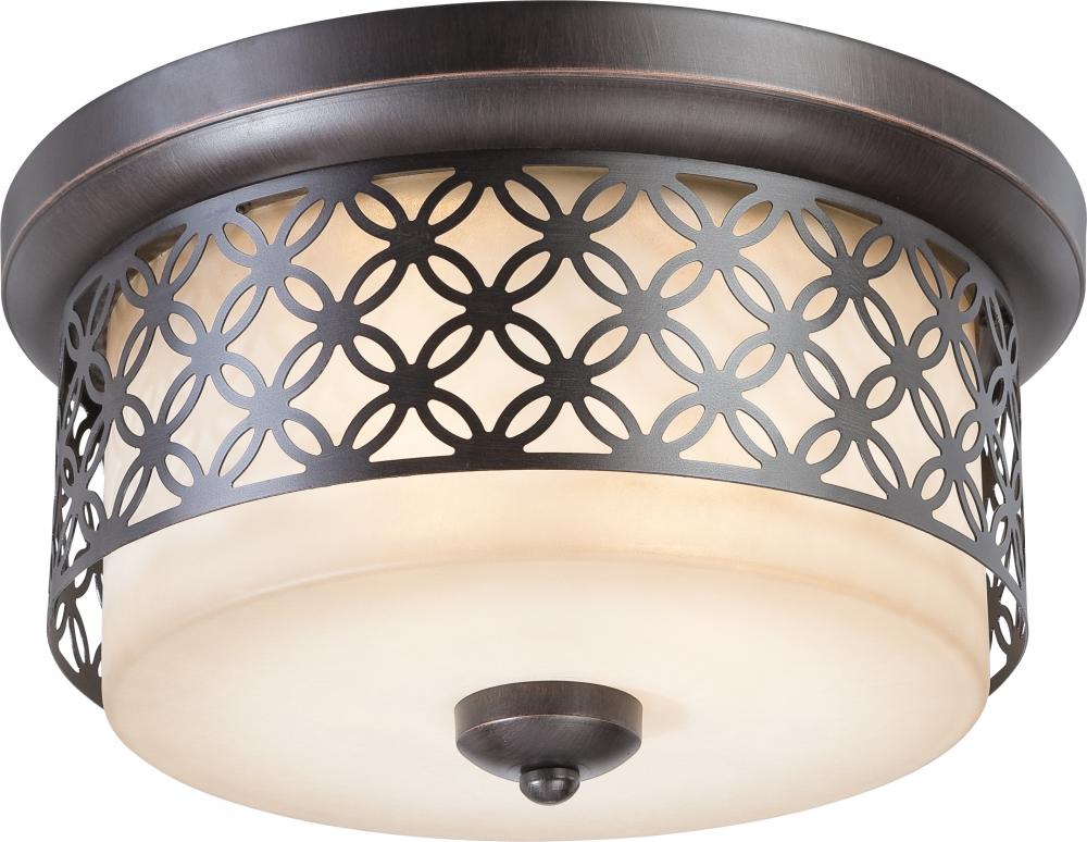 Margaux - 2 Light Flush Dome Fixture w/ Chestnut Glass