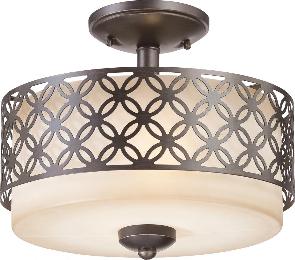 Margaux - 2 Light Semi Flush Fixture w/ Chestnut Glass