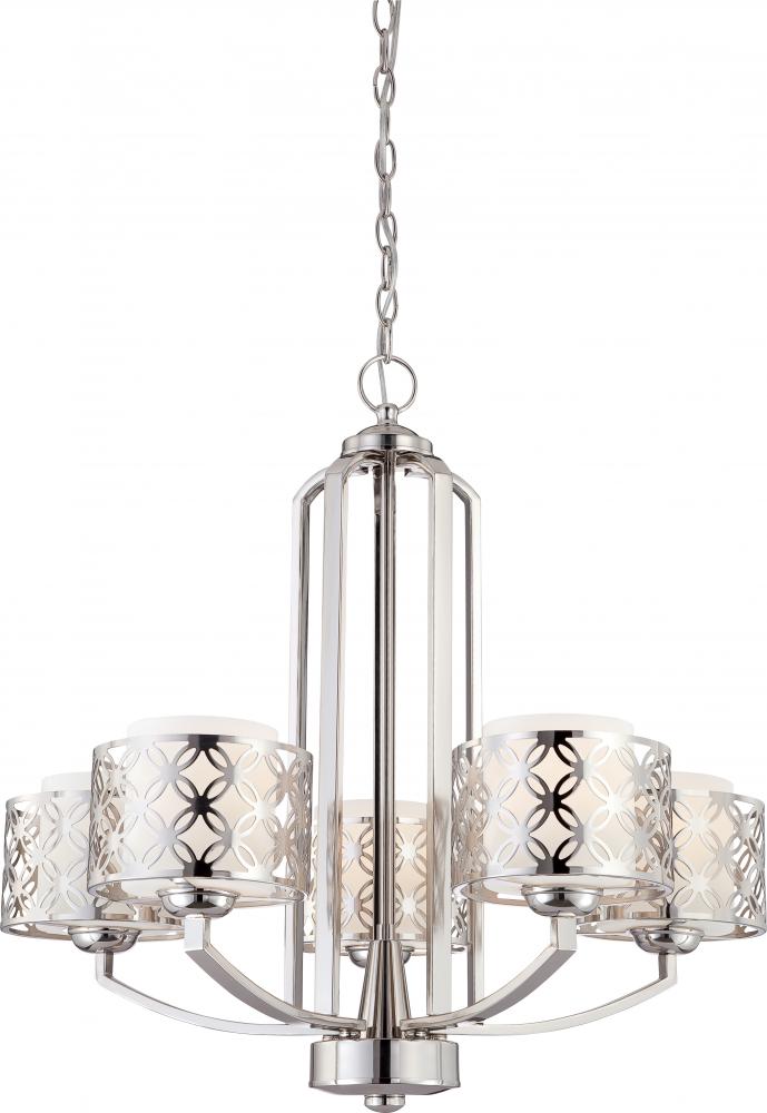 Margaux - 5 Light Chandelier w/ Satin White Glass