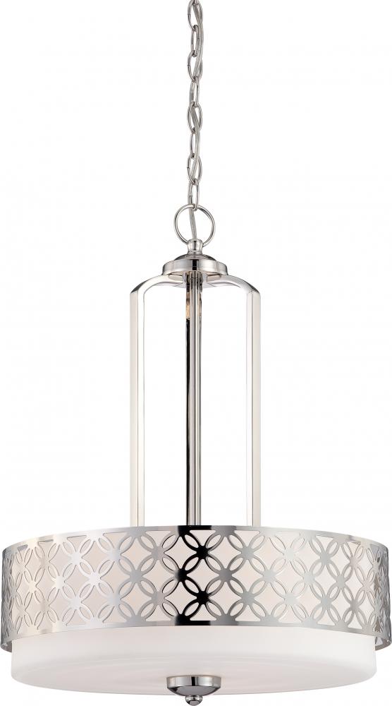 Margaux - 3 Light Pendant w/ Satin White Glass