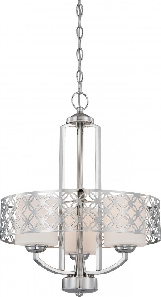 Margaux - 3 Light Chandelier w/ Satin White Glass