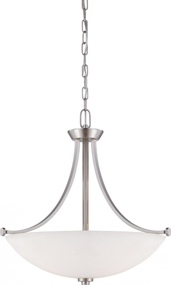 3-Light Pendant Light Fixture in Brushed Nickel Finish with Frosted Glass